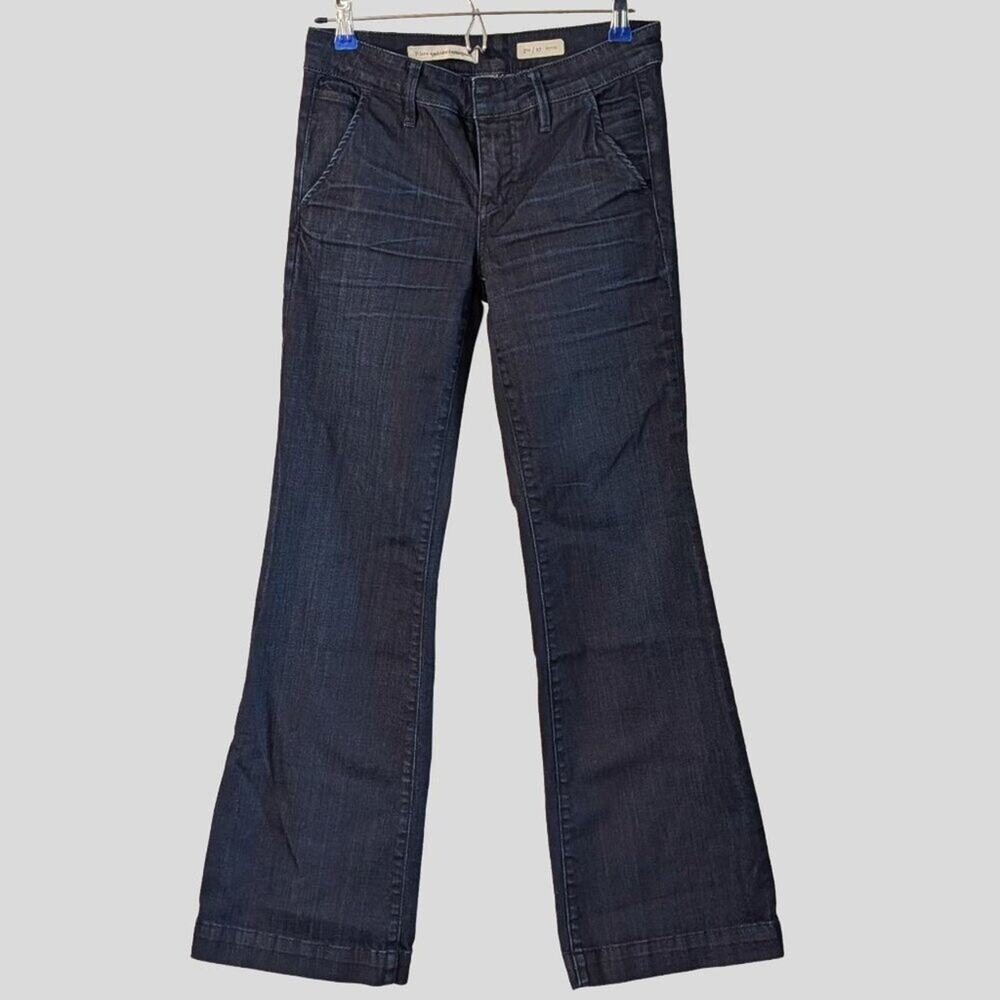 Pilcro Anthropologie Jeans 27P Petite Dark Wash Wide Leg Flare Mid Rise